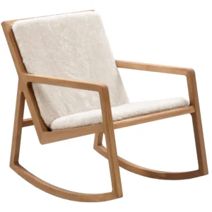 Lux keinutuoli runko tammi öljytty, verhoilu lampaantalja valkoinen