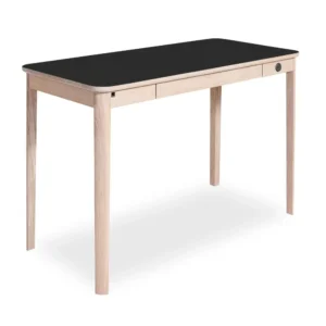 Skovby työpöytä 131 tammi valkoöljytty/musta nanolaminaatti