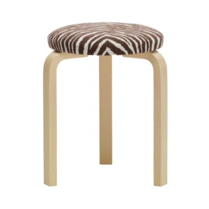 Artek 60 jakkara ruskeavalkoinen Zebra kangas